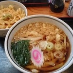 Teuchi Udon Shimizuya - かき揚げ丼+たぬきうどん