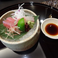 レストランあしや竹園 - 彩り懐石　造り　鮪　縞鯵　妻物一式