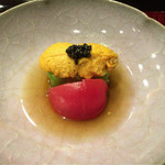 日本料理　翠 - うに（ミョウバンなし）とオクラの煮こごり