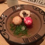 万ん卯 - しょうが天
      ごぼう天
      えびの団子