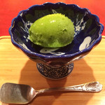 にくの匠 三芳 - 抹茶のシャーベット白州あわせ。