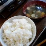 Echigo ya - カルビ定食　ライス・味噌汁