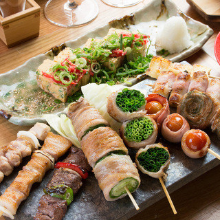 博多うまかもんコース 全６品 ２ｈ飲み放題込 博多串焼き 野菜巻き工房 渋谷宮益坂のごりょんさん 渋谷 居酒屋 食べログ