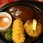 神田グリル - ハンバーグ&カニクリームコロッケ