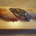 伊勢鮨 - かに、小樽産子持ちシャコ、ふわふわ水たこの頭