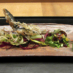 4】稚アユ遡上揚げ　胡瓜みぞれ 新ごぼう揚げ ぽんずジュレ ズッキーニ 紫人参(2016.5月)