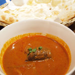 インド料理 ムンバイ - ランチの日替わりカレー、この日はナスとチキン。辛口にしてもらいました。