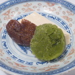 日本料理　宮本 - 豆乳のクリームチーズ寄せと濃茶のシャーベット