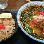 さかえや 本店 - 満ニラ味噌+バラ味噌ミニ丼　8