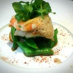 レストラン ラ・フロレゾン・ドゥ・タケウチ - 魚料理　静岡産金目鯛と天使の海老　季節の野菜とビスクのカプチーノ