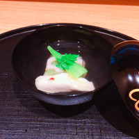 高松 - ②椀種（よもぎ餅・胡麻豆腐・ヒラメ・レンコン）
