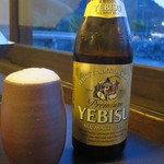 奥津荘 - ヱビスビールを備前焼の器でいただく　820円