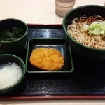 ゆで太郎 - 2015/12 レビュ10回目 納豆 360円（納豆、生卵、かけそば、ご飯）+　コロッケ（サービス券利用）