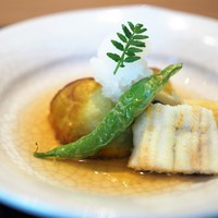 下鴨茶寮 東のはなれ - 賀茂茄子の煮おろし　穴子白焼き
                  