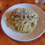 ぽるこ - スパゲッティ ズッキーニとベーコンのソースでございます