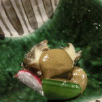 あわびのバター焼き。肝マヨネーズソース。
          