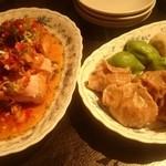 タイガー餃子会館 - 水餃子 3種食べ比べ + 丸鶏パリパリ揚げ（香味醤油）