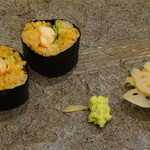 寿司処 しん - 紫うにご飯の海老きゅう巻(2016,03)