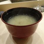 寿司処 しん - 団扇海老の味噌汁(2016,03)