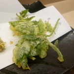 すし仁 - トマトの葉の天ぷら 2016.5月