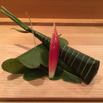 壽山 - チップの粽寿司＆蒸鮑