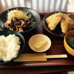 鈴木食堂 - 生姜焼きとアジフライの定食せっと
