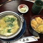新喜楽 - 鴨鍋（小）と天丼（小）の定食（880円）