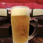 あみやき亭 - 一番搾り 生ビール 大 650円（税別）。