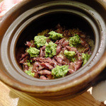 日本料理 太月 - 蛍烏賊と蕗の薹の炊き込みご飯