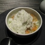 エクアトゥール - （2016年5月　訪問）デザート。青りんごのソルベの下にはヨーグルトとパッションフルーツ。