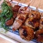 Yakitori Kicchou - つくね、モモ＿牛ハラミ、牛テッチャン