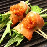 Salmon and mizuna with mizure soy sauce