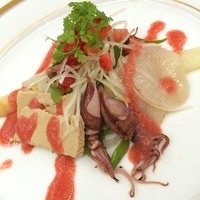 上野精養軒本店 グリル - 前菜
                ソースはイチゴです。