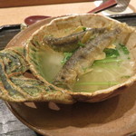 虎白 - 煮物：稚鮎の揚げと蕪