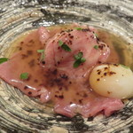 虎白 - 冷し物：和牛サーロインのしゃぶしゃぶと蕗の薹白和え2