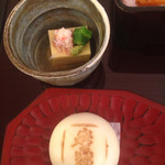 お食事処 もみぢ - 小鉢とあなご饅頭