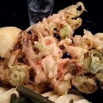 まさか - サービスの長ネギのかき揚げ    揚げたてサクサク