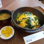 湖の見えるレストラン - 青菜と油揚げの丼