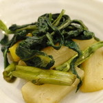 ∞ya-chi∞ - 日替わりランチ：ポークピカタの副菜「大根とウンチェーバー炒め」