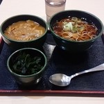 ゆで太郎 - 2015/12 レビュ11回目 カレー丼 360円（カレー丼、かけそば）+　わかめ（サービス券利用）