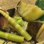 うを徳 - 京都 賀茂茄子 + 青森 五三竹 + 蒸し鮑（アップ）