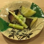 うを徳 - 京都 賀茂茄子 + 青森 五三竹 + 蒸し鮑