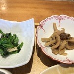 おばんざい・炙り焼き・酒 菜な - ほうれん草のお浸しと切干大根の旨煮