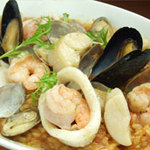 Seafood tomato sauce risotto