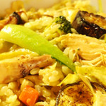 Curry cream risotto with boiled chicken and 10 kinds of vegetables
