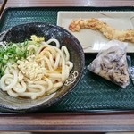 はなまるうどん - かまたま（小）＋イカ天＋おにぎり（昆布）530円