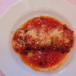 アンティカ オステリア バーチョ - ズッキーニとパルミジャーノを詰め込んだ焼きガトーニ・トマトバターソース