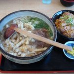 鳴門うどん - ごぼう天うどん+かつ丼