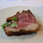 Restaurant Satoshi.F - 猪ロース、実山椒のソース、なめことナスタチウム