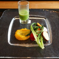 薪の音 - 南砺産彩り野菜、カボチャのソースを添えて